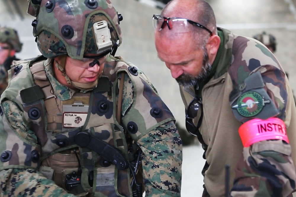 SPMAGTF-CR-AF Marines &amp; French Army conduct a NEO exercise