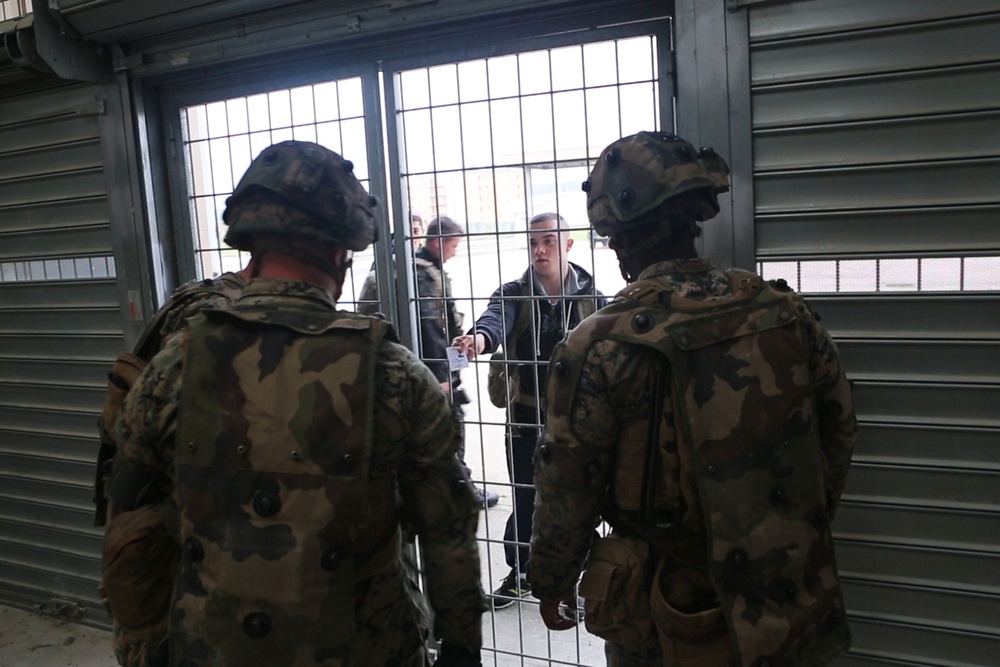 SPMAGTF-CR-AF Marines &amp; French Army conduct a NEO exercise