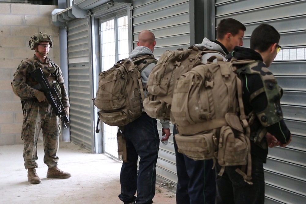SPMAGTF-CR-AF Marines &amp; French Army conduct a NEO exercise