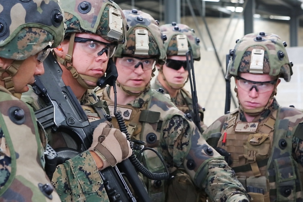 SPMAGTF-CR-AF Marines &amp; French Army conduct a NEO exercise