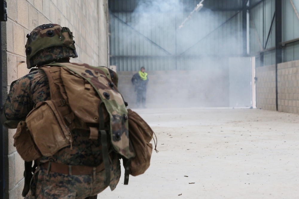 SPMAGTF-CR-AF Marines &amp; French Army conduct a NEO exercise