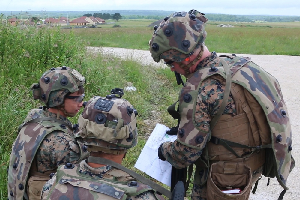 SPMAGTF-CR-AF Marines &amp; French Army conduct a NEO exercise