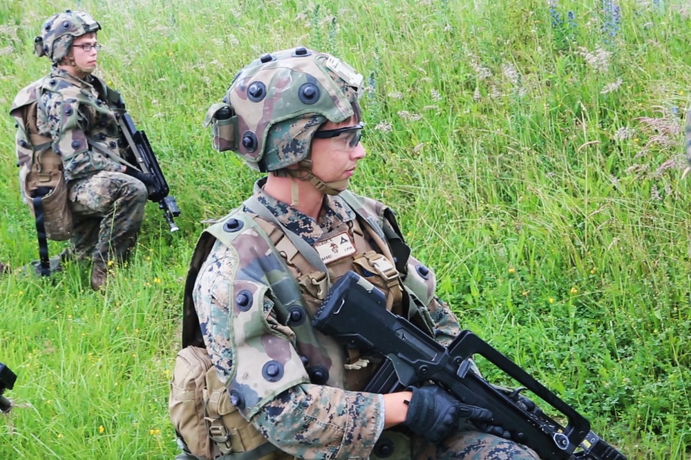 SPMAGTF-CR-AF Marines &amp; French Army conduct a NEO exercise
