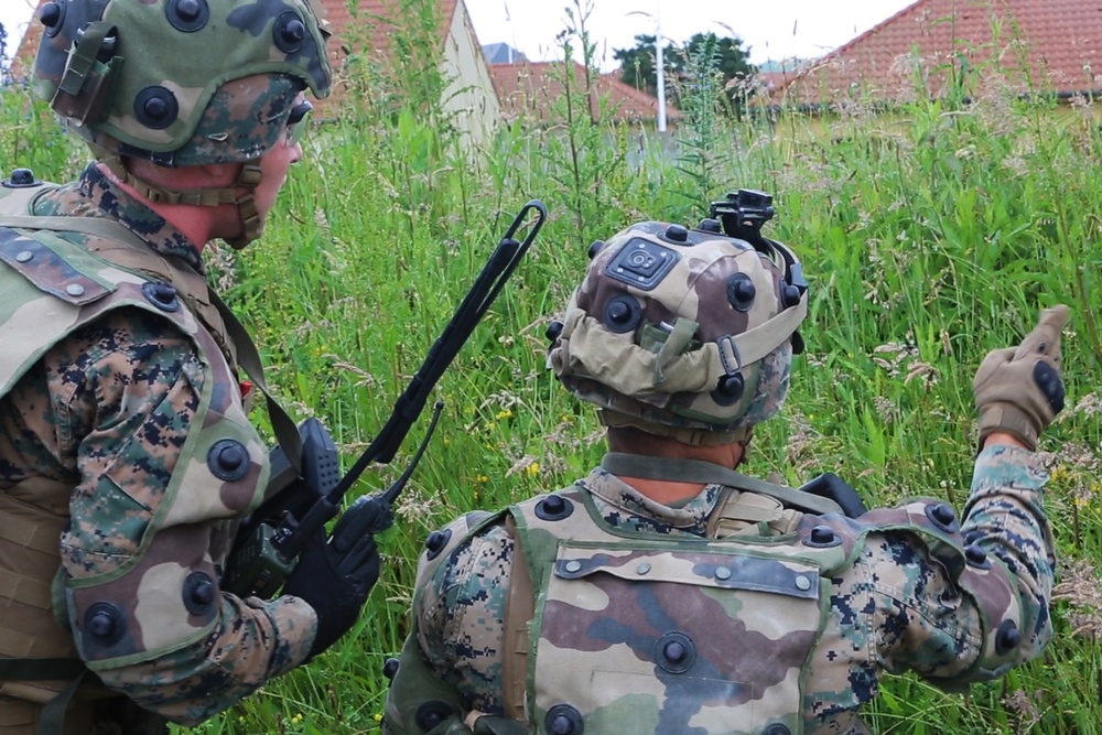 SPMAGTF-CR-AF Marines &amp; French Army conduct a NEO exercise
