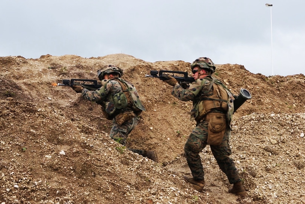 SPMAGTF-CR-AF Marines &amp; French Army conduct a NEO exercise