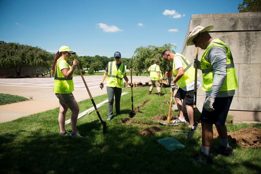 The National Association of Landscape Professions volunteer in Arlington National Cemetery