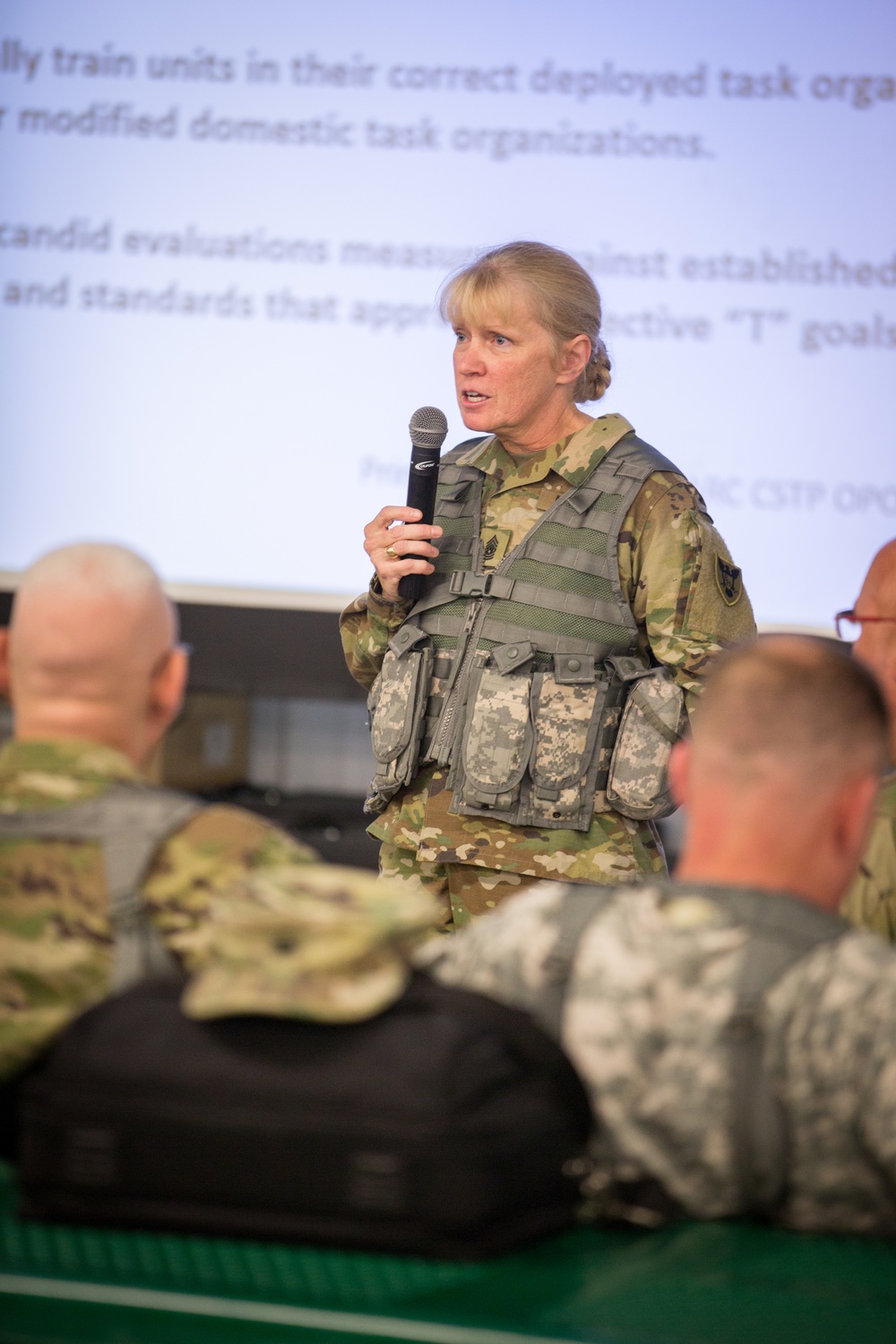 CSM Abbe Mulholland conducts warm start brief at WAREX 86-16-03