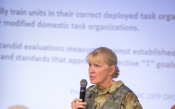 CSM Abbe Mulholland conducts warm start brief at WAREX 86-16-03