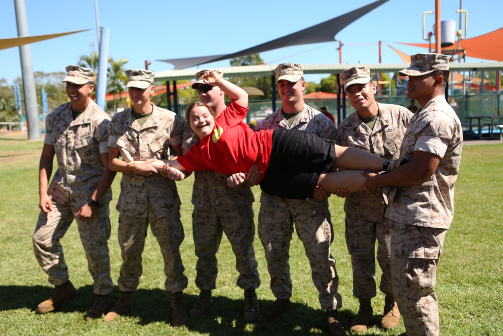 Marines volunteer with special needs campers in Australia