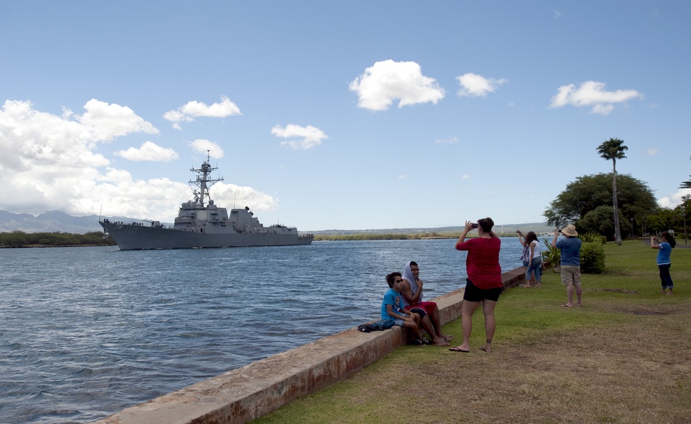 USS William P. Lawrence (DDG 110) departs Joint Base Pearl Harbor-Hickam for Rim of the Pacific 2016.