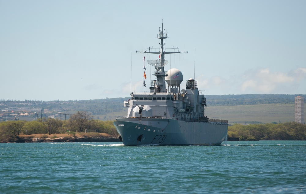 FS Prairial (F 731) departs Joint Base Pearl Harbor-Hickam for Rim of the Pacific 2016