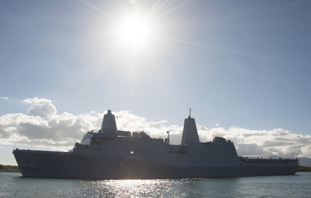 USS San Diego (LPD 22) departs Joint Base Pearl Harbor-Hickam for Rim of the Pacific 2016