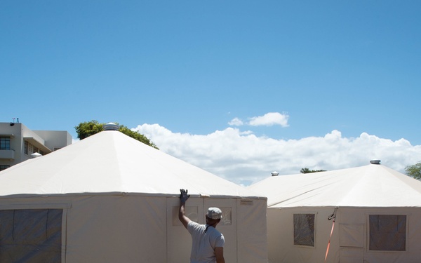 U.S. Army Soldiers assigned to 445th Civil Affairs Battalion setup a field hospital for RIMPAC