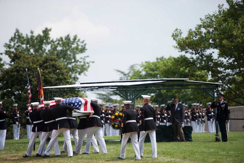 Graveside service for U.S. Marine Corps Pvt. Robert Carter Jr. in Arlington National Cemetery