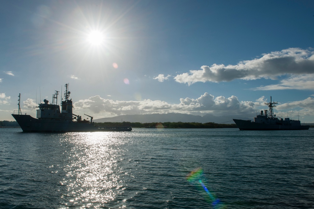 ex-USS Thach towed to sea during RIMPAC
