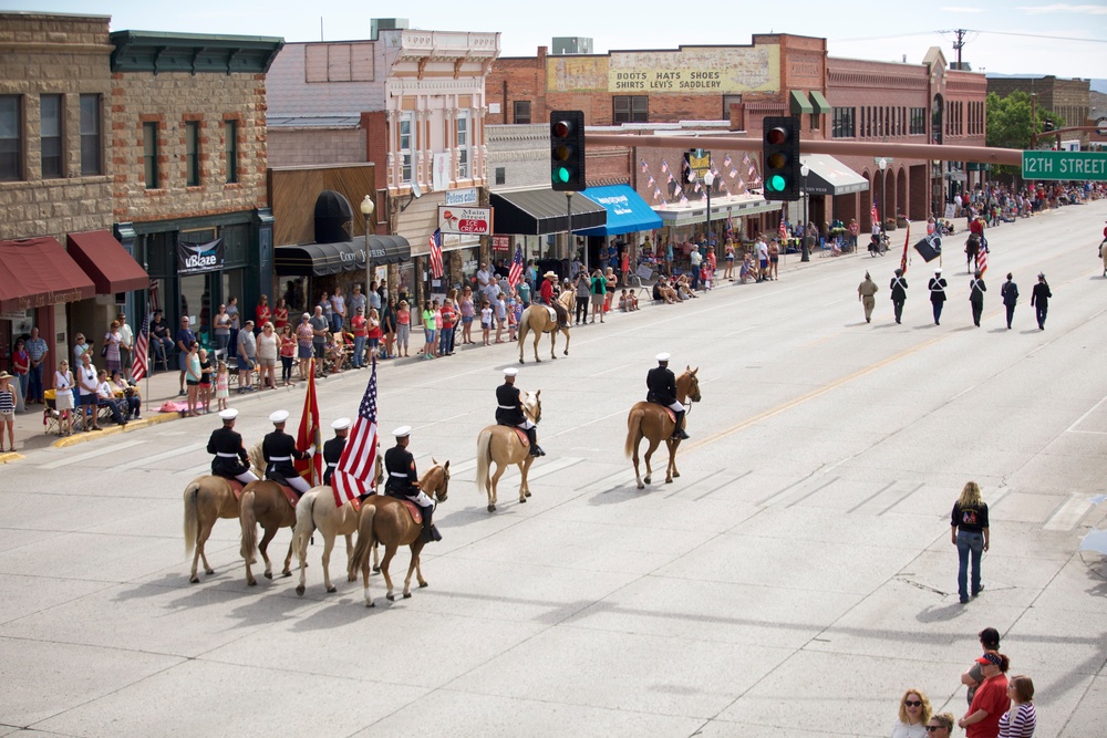 Marines Corps Mounted Color Guard rides in Wyoming