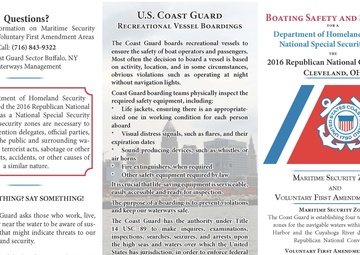 Boating Safety and Security information handout for the 2016 RNC