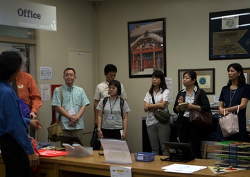 Okinawan librarians visit, exchange at Camp Foster library