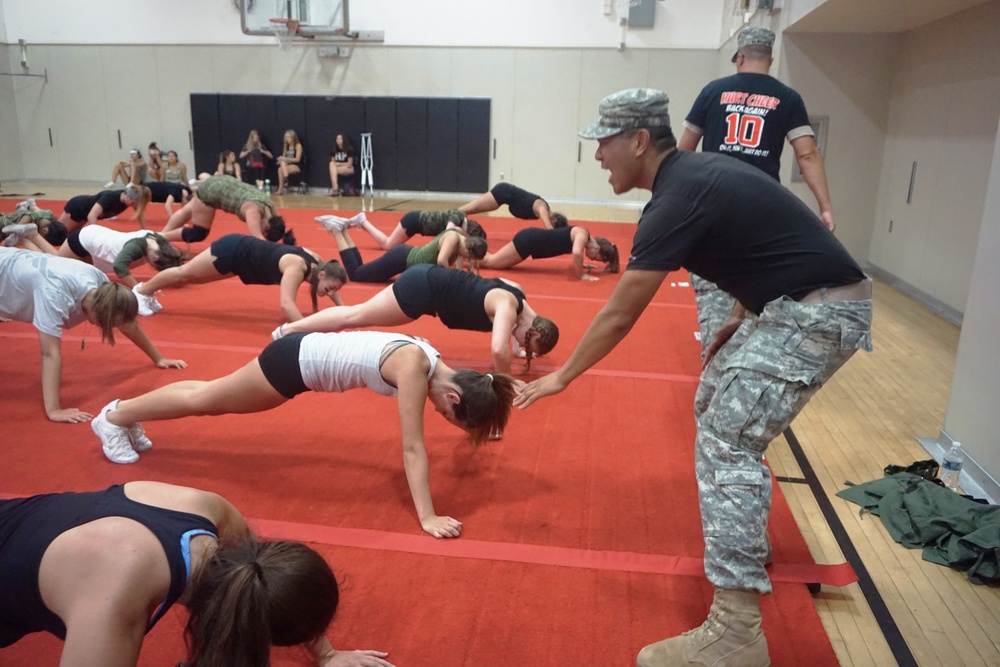 Cheerleaders tackle Army-style physical training