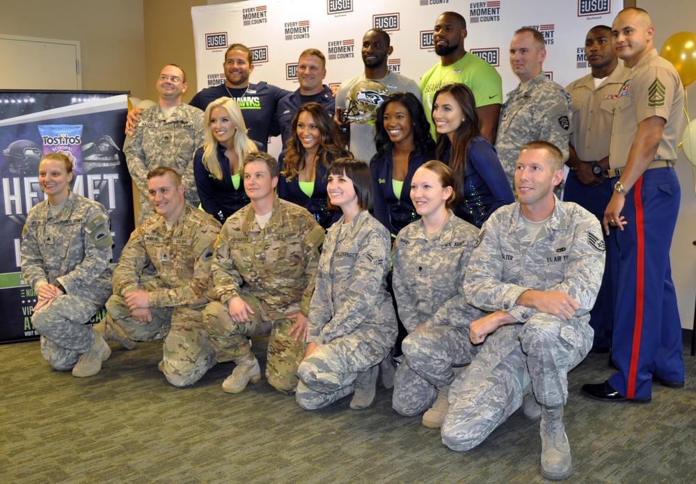 Oregon National Guard service members meet Seattle Seahawks