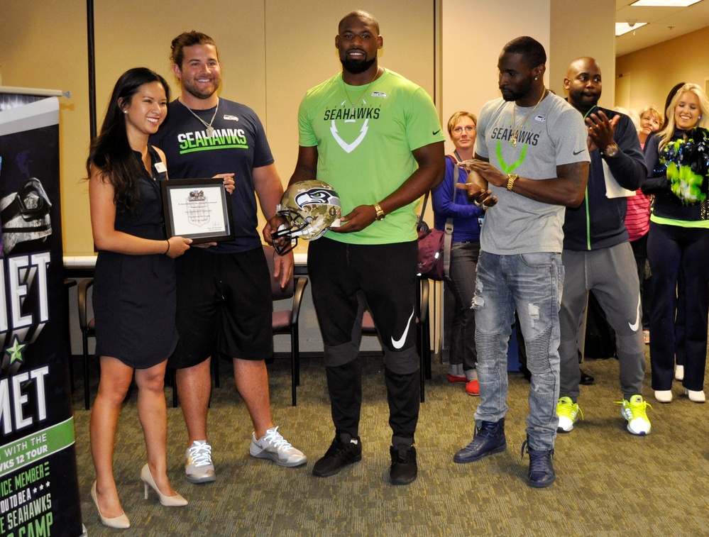 Oregon National Guard service members meet Seattle Seahawks