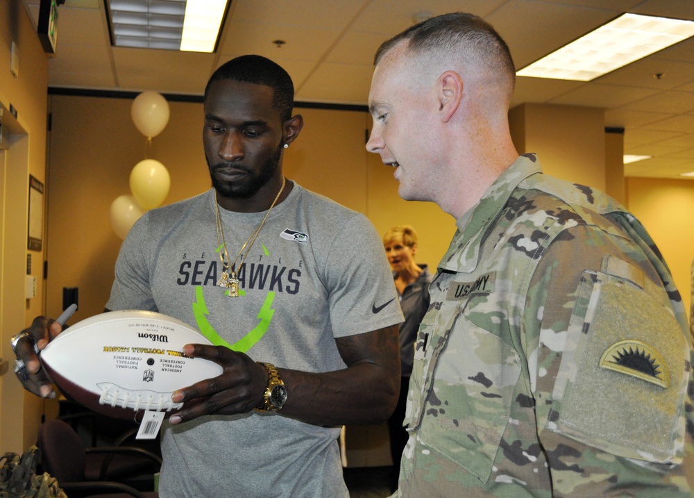 Oregon National Guard service members meet Seattle Seahawks