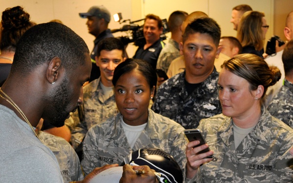 Oregon National Guard service members meet Seattle Seahawks