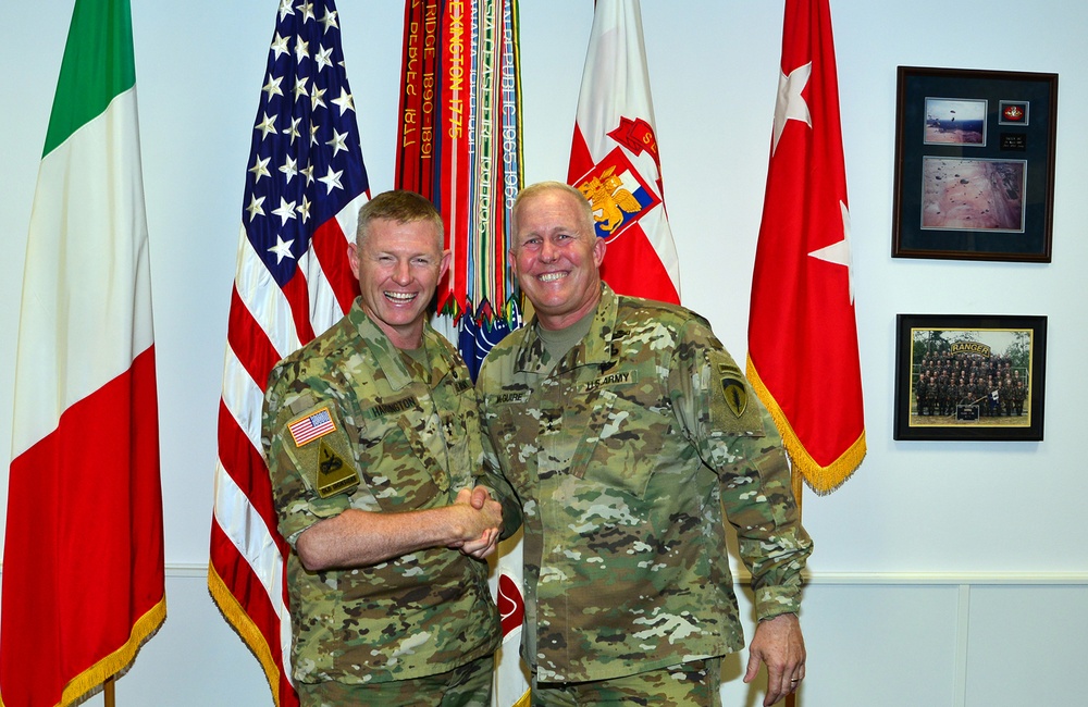 Maj. Gen. Timothy McGuire Visit Caserma Ederle in Vicenza, Italy, July 11, 2016.