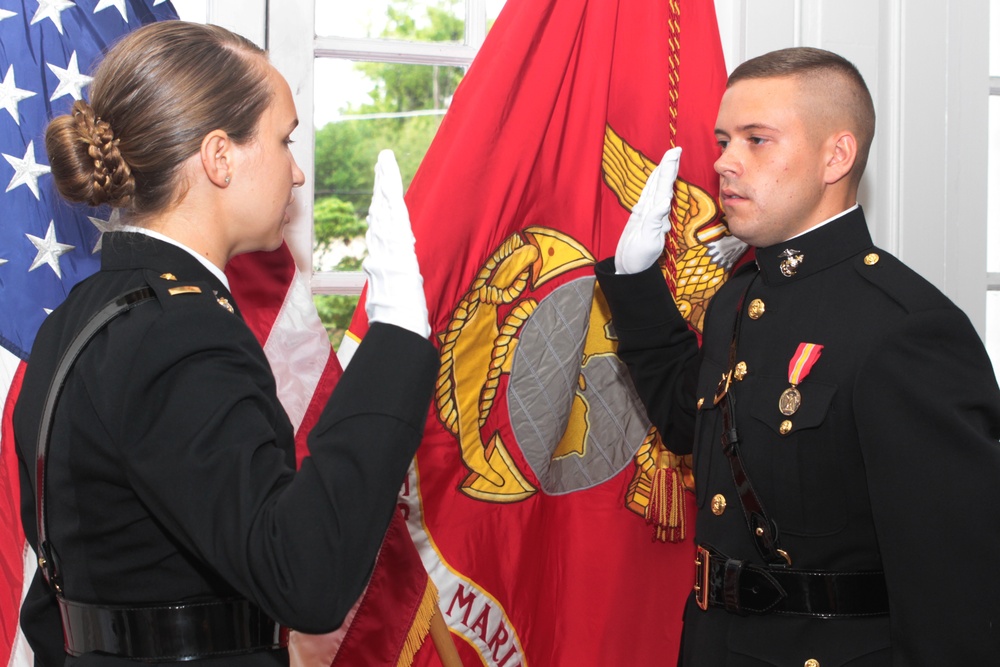 Husband, Wife commissioned as Marine officers