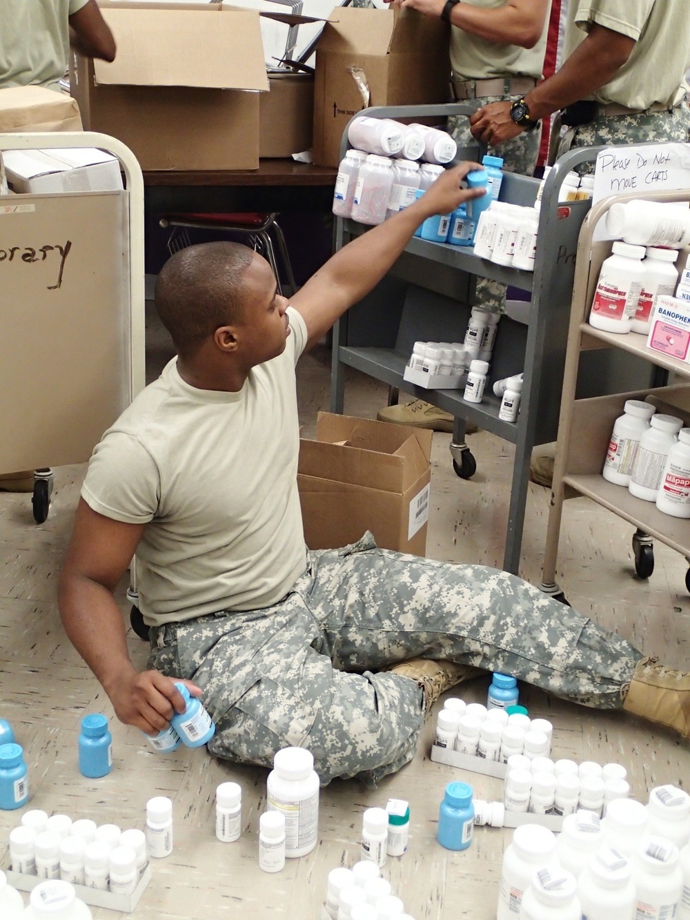 Service members prepare the Pharmacy for IRT event in Norwich, NY.
