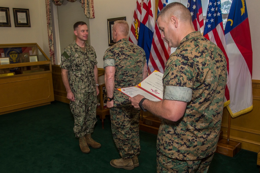 Commanding General presents award