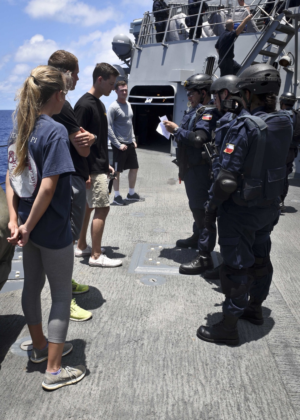 Chilean and US Sailors conduct a joint VBSS exercise during RIMPAC