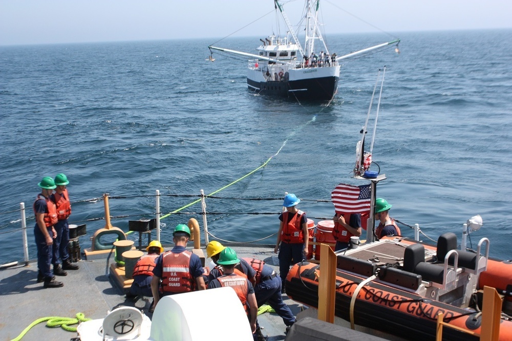 Coast Guard Cutter assists disabled fishing vessel 100 miles East of Chatham, Mass.