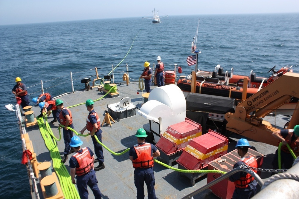 Coast Guard Cutter assists disabled fishing vessel 100 miles East of Chatham, Mass.