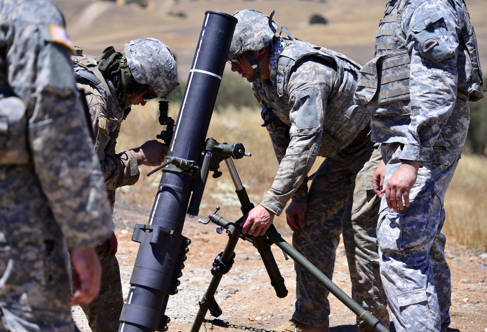 Oregon Soldiers hang mortars during annual training