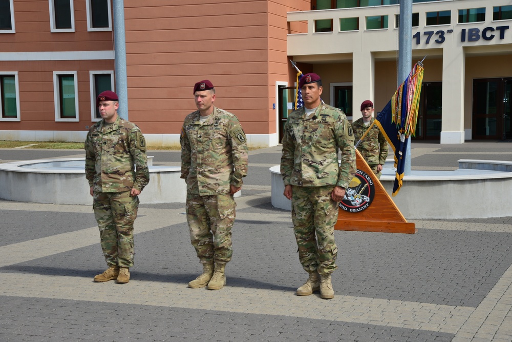 Company A, 2nd Battalion, 503rd Infantry Regiment, 173rd Airborne Brigade change of command ceremony