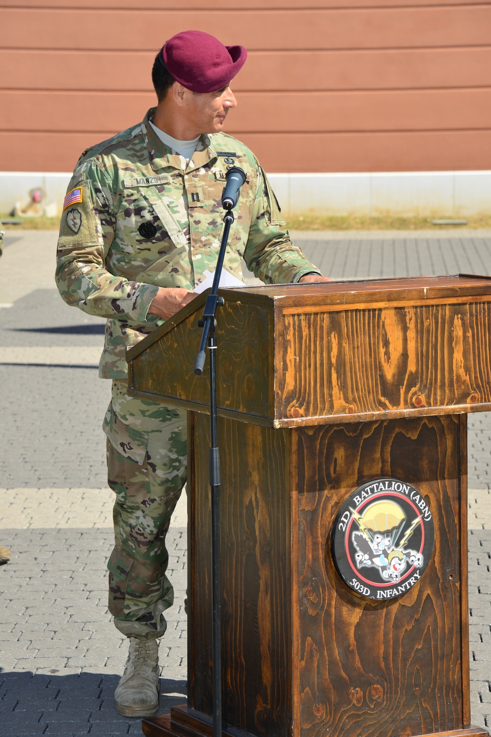 Company A, 2nd Battalion, 503rd Infantry Regiment, 173rd Airborne Brigade change of command ceremony