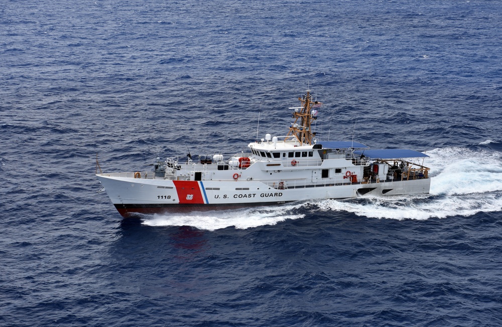 The Coast Guard Cutter Joseph Tezanos conducts sea trials off the coast of Key West Florida on July 19, 2016.