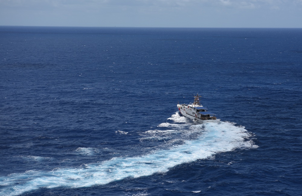 The Coast Guard Cutter Joseph Tezanos conducts sea trials off the coast of Key West Florida on July 19, 2016.