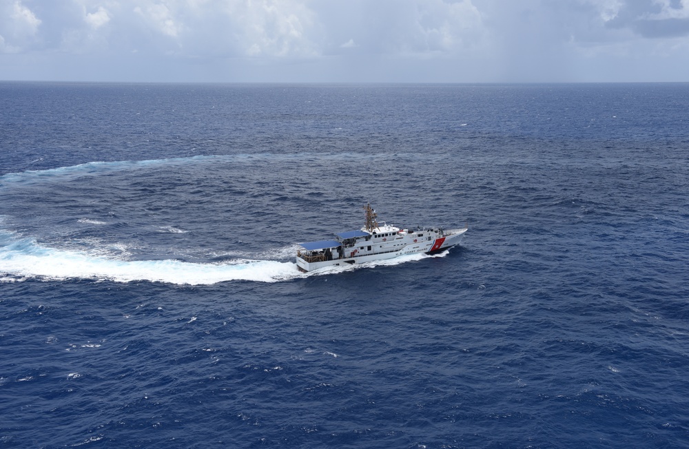 The Coast Guard Cutter Joseph Tezanos conducts sea trials off the coast of Key West Florida on July 19, 2016.