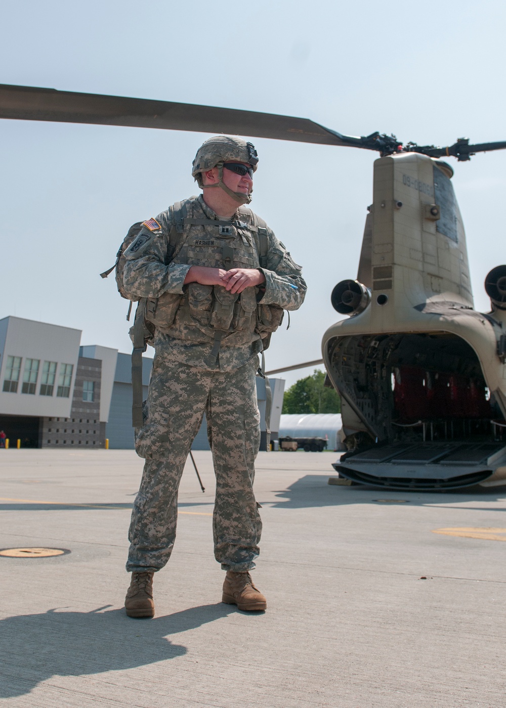 Soldier Waits to Board CH-47 Chinook