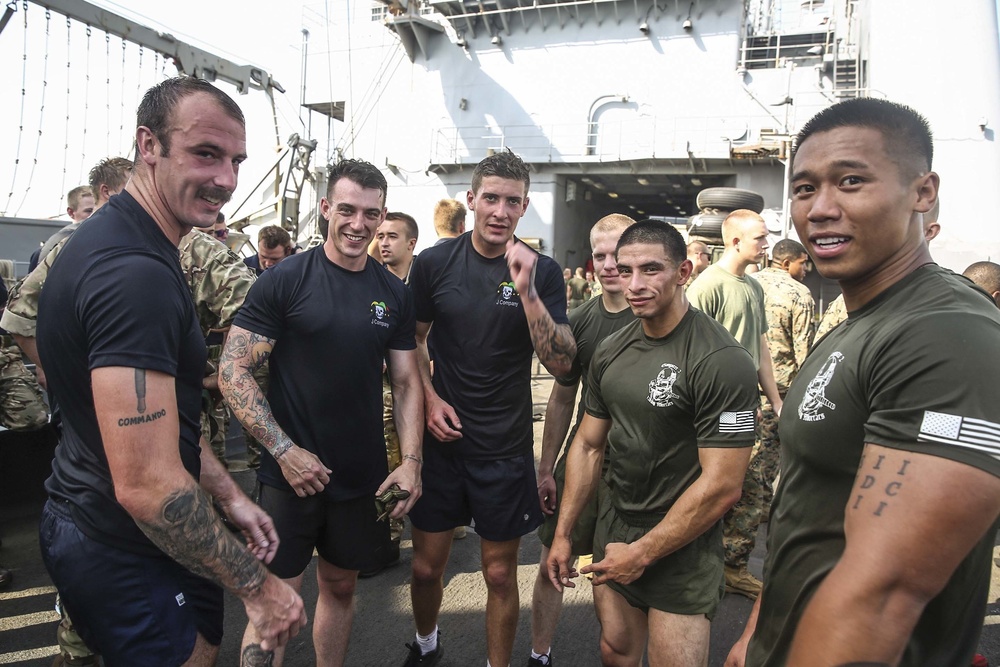 Marines and Royal Marines Participate in a Physical Fitness Challenge