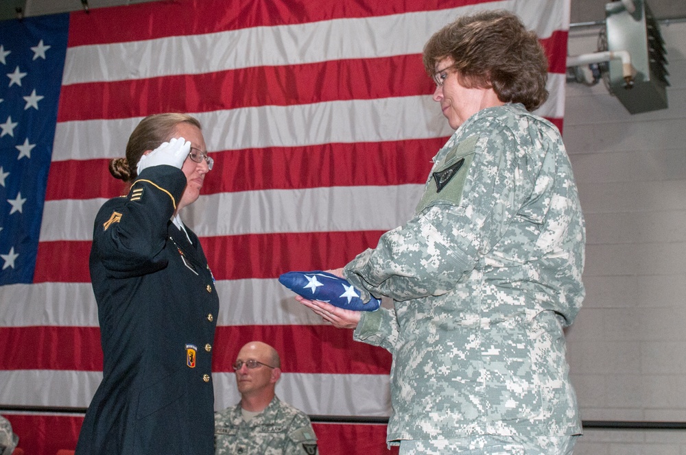 Soldier Salutes Retiring First Sergeant