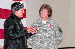 Former Soldier Speaks during Retirement Ceremony