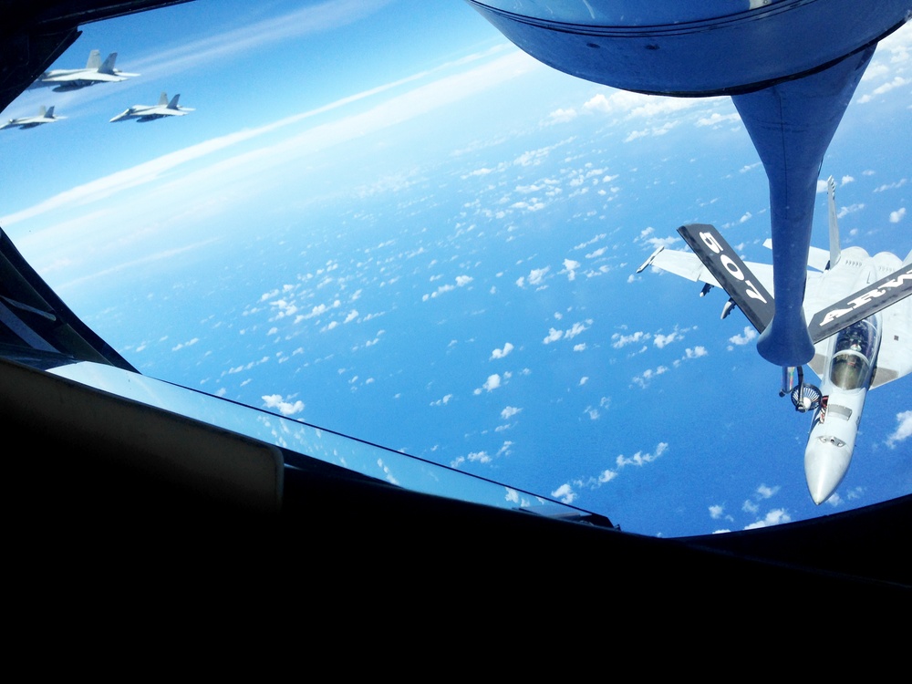 Members of the 507th Air Refueling Wing Fly a KC-135R Stratotanker Aerial Refueling Mission at RIMPAC 16
