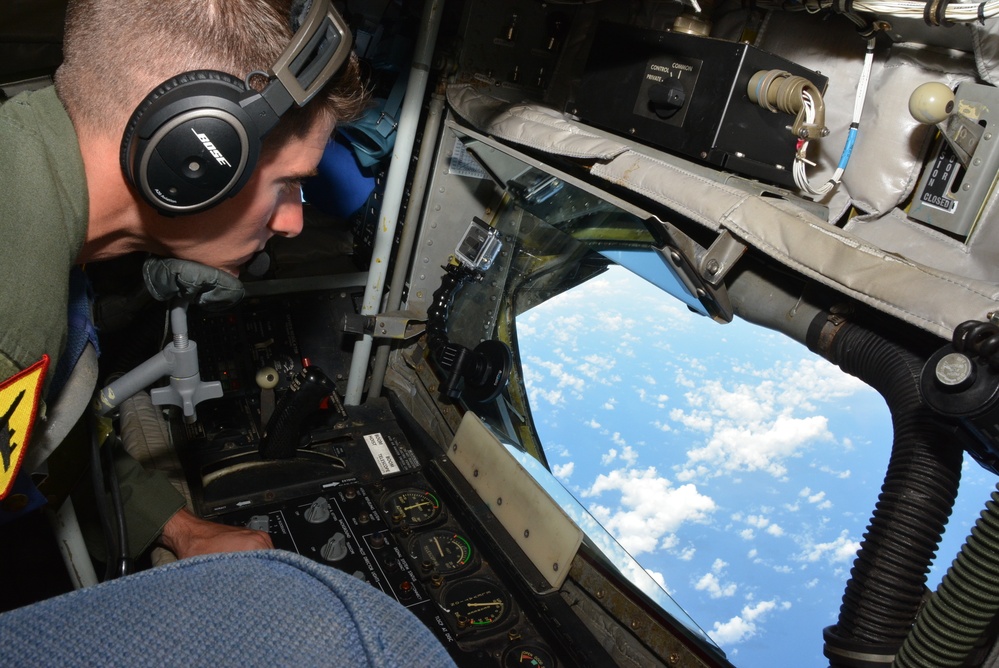 Members of the 507th Air Refueling Wing fly a KC-135R Stratotanker aerial refueling mission at RIMPAC 16