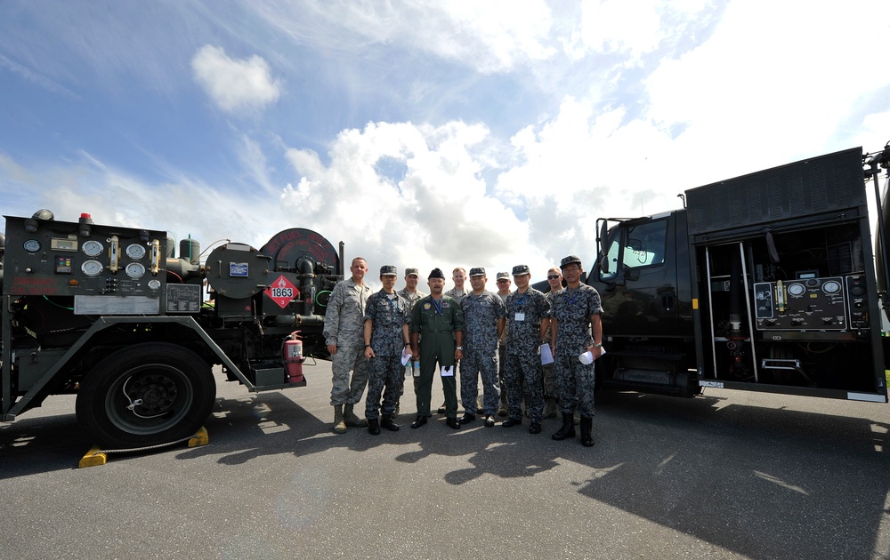 JASDF officers observe Kadena's fuels distribution system
