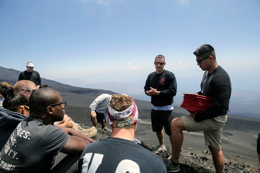 Marines climb volcano for MAI graduation