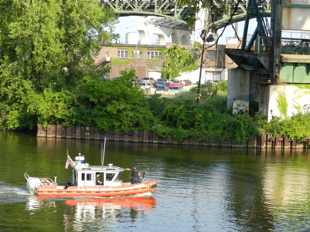U.S. Coast Guard patrols Cuyahoga River during 2016 Republican National Convention event