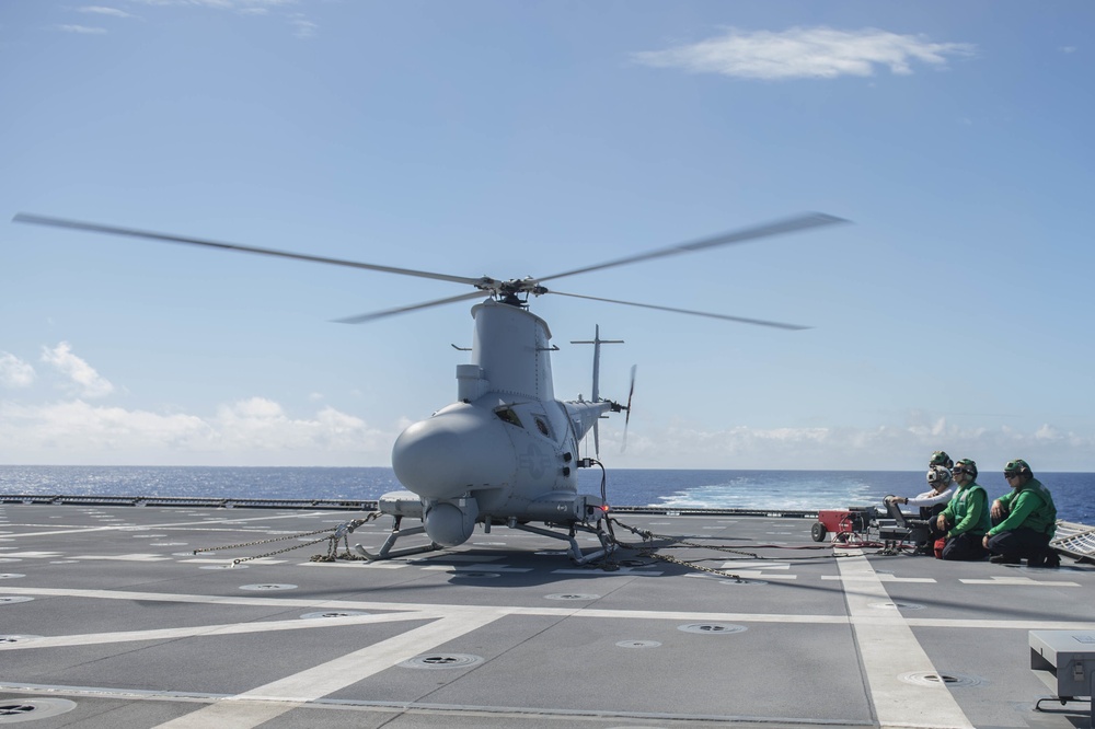 USS Coronado (LCS 4) conducts operations with MQ-8 Fire Scout during RIMPAC